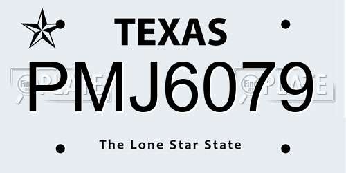PMJ6079 Texas License Plate