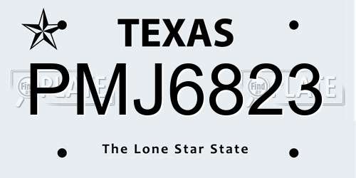 PMJ6823 Texas License Plate