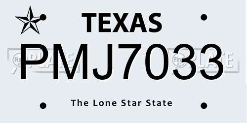 PMJ7033 Texas License Plate