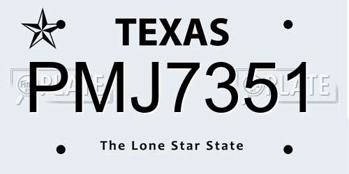 PMJ7351 Texas License Plate