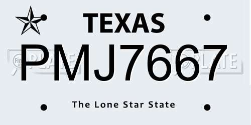 PMJ7667 Texas License Plate