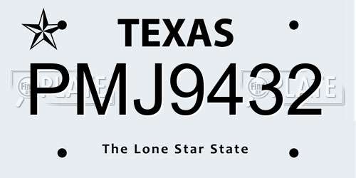 PMJ9432 Texas License Plate