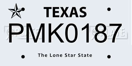 PMK0187 Texas License Plate