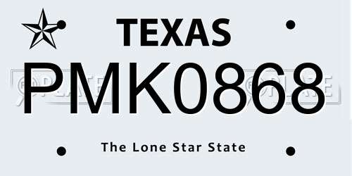 PMK0868 Texas License Plate