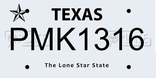 PMK1316 Texas License Plate