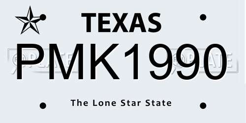 PMK1990 Texas License Plate