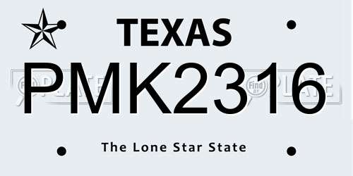 PMK2316 Texas License Plate