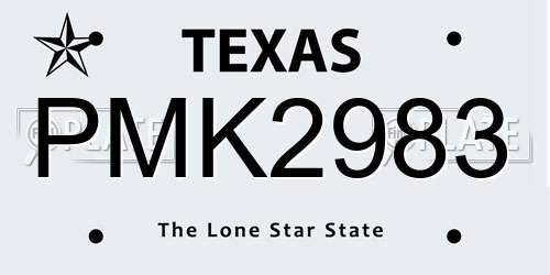 PMK2983 Texas License Plate