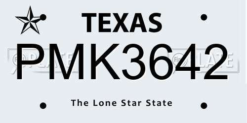 PMK3642 Texas License Plate