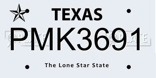 PMK3691 Texas License Plate