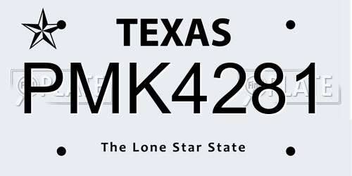 PMK4281 Texas License Plate