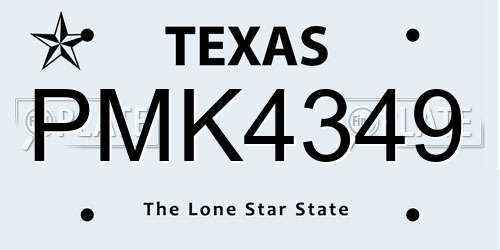PMK4349 Texas License Plate