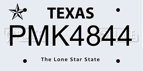 PMK4844 Texas License Plate
