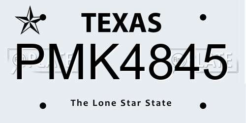 PMK4845 Texas License Plate