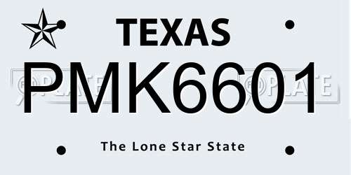PMK6601 Texas License Plate