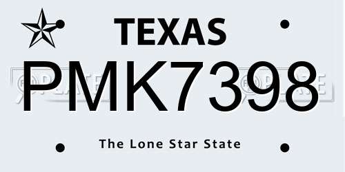 PMK7398 Texas License Plate