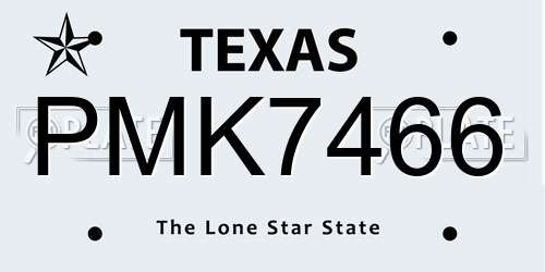 PMK7466 Texas License Plate