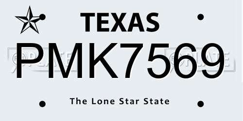 PMK7569 Texas License Plate