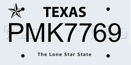 PMK7769 Texas License Plate