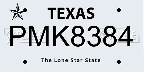 PMK8384 Texas License Plate