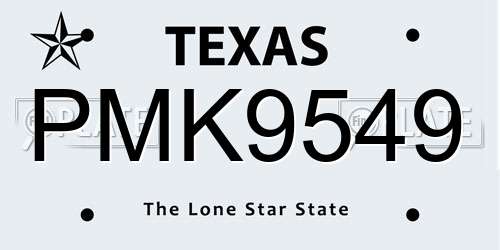 PMK9549 Texas License Plate