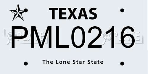PML0216 Texas License Plate
