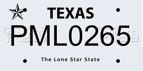 PML0265 Texas License Plate