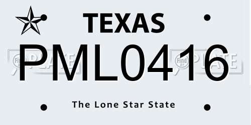 PML0416 Texas License Plate