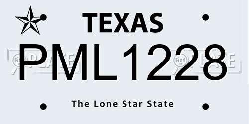 PML1228 Texas License Plate