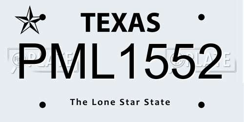 PML1552 Texas License Plate