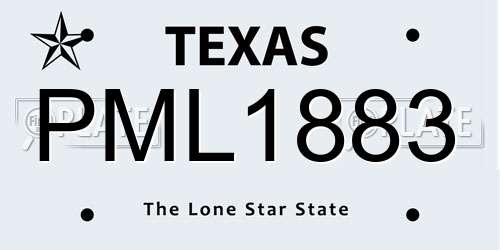 PML1883 Texas License Plate