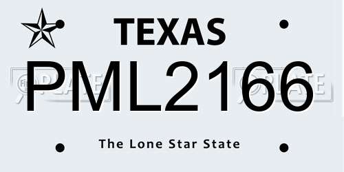 PML2166 Texas License Plate