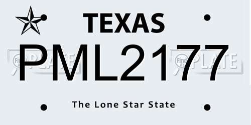 PML2177 Texas License Plate