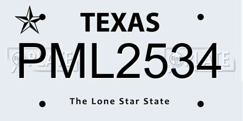 PML2534 Texas License Plate
