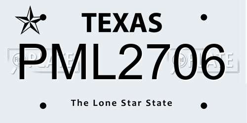 PML2706 Texas License Plate