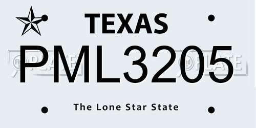 PML3205 Texas License Plate