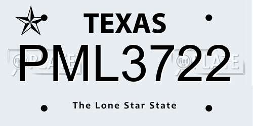 PML3722 Texas License Plate