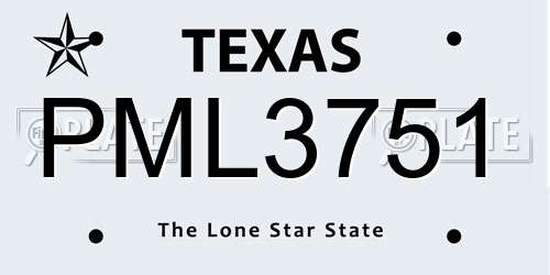 PML3751 Texas License Plate