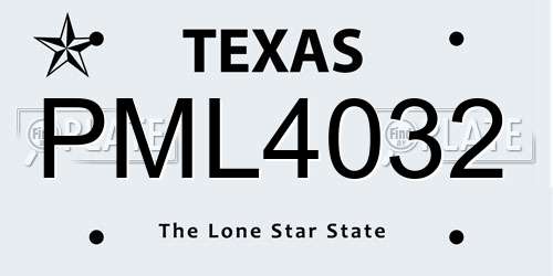 PML4032 Texas License Plate
