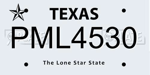 PML4530 Texas License Plate