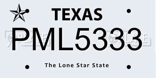 PML5333 Texas License Plate