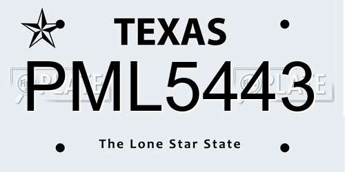 PML5443 Texas License Plate