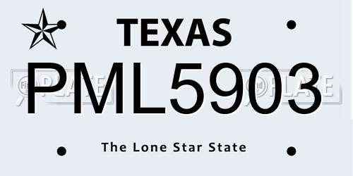 PML5903 Texas License Plate