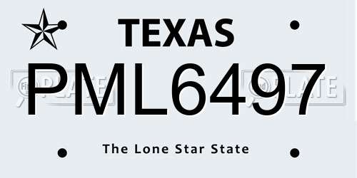 PML6497 Texas License Plate