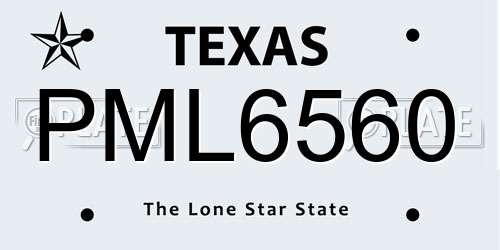 PML6560 Texas License Plate