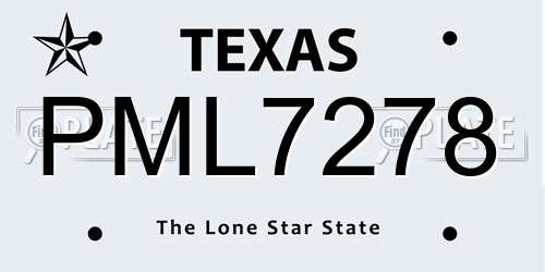 PML7278 Texas License Plate