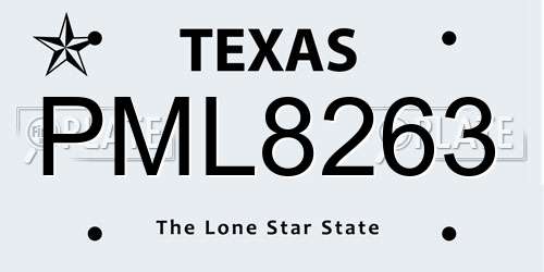 PML8263 Texas License Plate