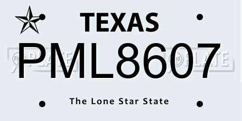 PML8607 Texas License Plate
