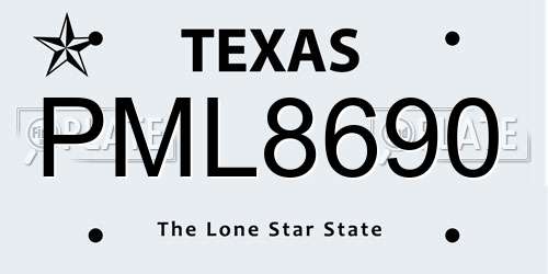 PML8690 Texas License Plate