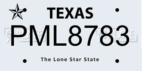 PML8783 Texas License Plate